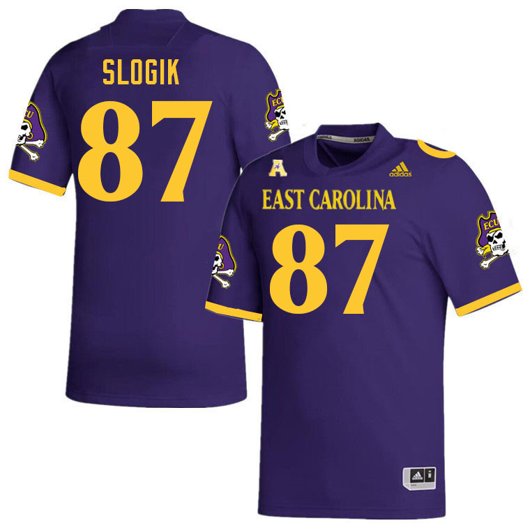 Men #87 Nick Slogik ECU Pirates College Football Jerseys Stitched-Purple